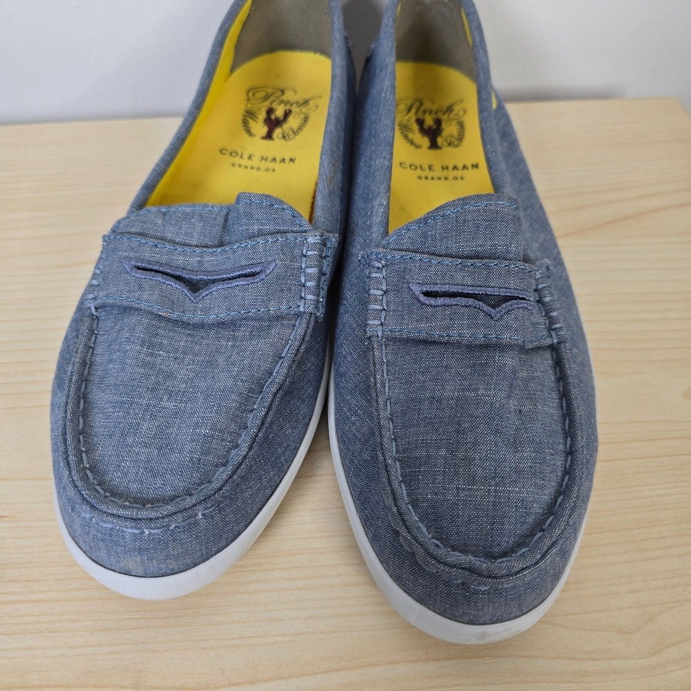 Cole Haan Pinch Weekender Classic Penny Loafers Blue Chambray Denim Womens 8.5B - Picture 4 of 9